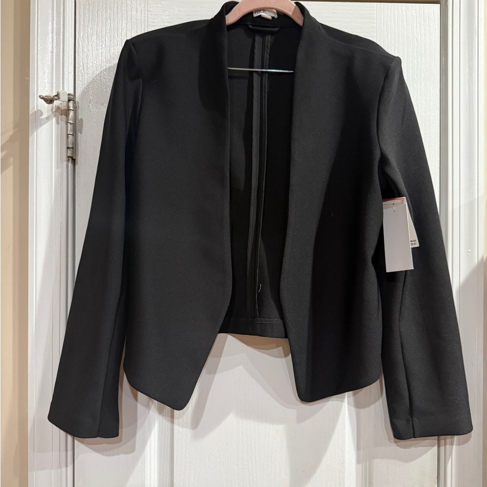 Nordstrom Black Collarless Open-Front Blazer